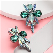 ( green)occidental style exaggerating personality Rhinestone glass diamond diamond earrings woman retro temperament full