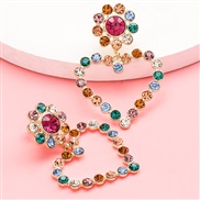 ( Color)occidental style exaggerating temperament Rhinestone diamond heart-shaped earrings woman trend arringearrings