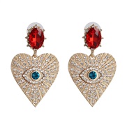occidental style fashion temperament heart-shaped ear stud creative diamond gem eyes earrings