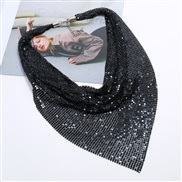 ( black)occidental style exaggerating necklace  mesh sequin scarves false collar chain woman  clavicle chain
