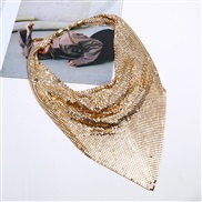 ( Gold)occidental style exaggerating necklace  mesh sequin scarves false collar chain woman  clavicle chain