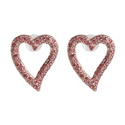 ( Pink)UR fashion brief heart-shaped earring fashion diamond ear stud woman all-Purpose arring