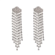 ( white)fashion long style diamond earrings geometry earring claw diamond tassel woman
