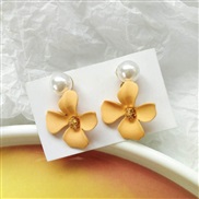 ( yellow)Korea temperament Pearl Earring  brief candy colors matte flowers Pearl ear studins all-Purpose earrings
