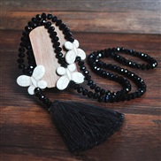 (Y  black)occidental style color crystal necklace long style turquoise bow Bohemian style tassel sweater chain woman