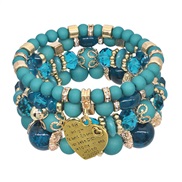 (Y  blue)occidental style exaggerating Bohemia Peach heart four layer crystal bracelet woman handmade beads bullet rope