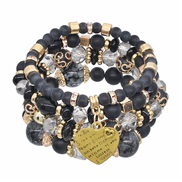 (Y  black)occidental style exaggerating Bohemia Peach heart four layer crystal bracelet woman handmade beads bullet rope