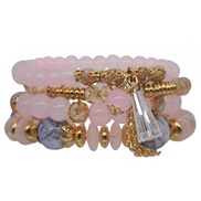 (B YO Pink)occidental style Bohemian style handmade beads gold multilayer circle elasticity rope crystal bracelet woman