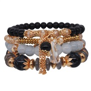 (B YO black)occidental style Bohemian style handmade beads gold multilayer circle elasticity rope crystal bracelet woman