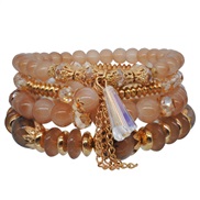(B YO khaki)occidental style Bohemian style handmade beads gold multilayer circle elasticity rope crystal bracelet woman
