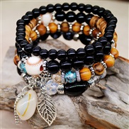 (B Y  black)occidental style Bohemian style handmade beads gold multilayer circle elasticity rope crystal bracelet woman