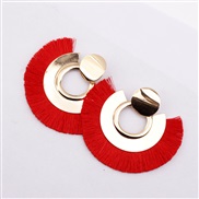 ( red) fashion ethnic style circle tassel earrings woman personality temperament occidental style all-Purpose brief pend