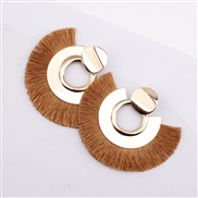 (Coffee ) fashion ethnic style circle tassel earrings woman personality temperament occidental style all-Purpose brief p