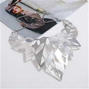 ( Silver)occidental style exaggerating hollow leaves necklace Metal necklace Collar woman  fashion