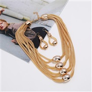 ( Gold)occidental style fashion  Metal multilayer chain temperament exaggerating necklace earrings set