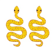 ( yellow)occidental style Earring  Rhinestone three-dimensional snake earrings ear stud fashion all-Purpose fashion fine