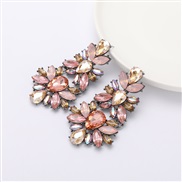 exaggerating occidental style wind temperament multilayer Alloy diamond glass diamond flowers earrings woman fully-jew