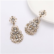 ( Gold) Autumn and Winter arring multilayer Alloy diamond Rhinestone flowers personality occidental style earrings woman