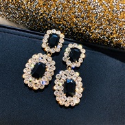 ( Silver needle Gold)silver occidental style exaggerating fully-jewelled earrings retro luxurious high geometry diamond 