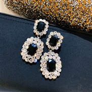 ( Silver needle Silver)silver occidental style exaggerating fully-jewelled earrings retro luxurious high geometry diamon