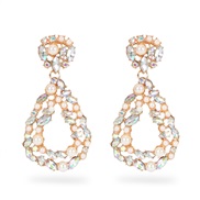 (AB color)occidental style exaggerating drop Alloy embed Pearl earrings  creative Rhinestone earring arring woman F