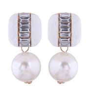 occidental style fashion  Metal color all-Purpose Pearl concise temperament ear stud