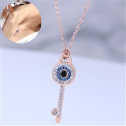 high quality occidental style fashion  fine  titanium steel rose gold sweetOL eyes key personality necklace
