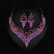 (purple)occidental style exaggerating ornament necklace clavicle chain fashion short style woman retro luxurious all-Pur
