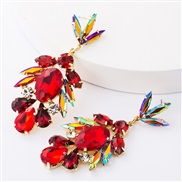 ( red)occidental style exaggerating fashion Alloy diamond Rhinestone glass diamond fully-jewelled earrings woman super E