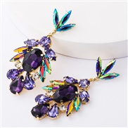 (purple)occidental style exaggerating fashion Alloy diamond Rhinestone glass diamond fully-jewelled earrings woman super