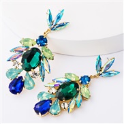 ( green)occidental style exaggerating fashion Alloy diamond Rhinestone glass diamond fully-jewelled earrings woman super