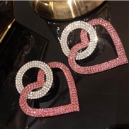 ( Pink)fully-jewelled exaggerating earrings  fashion Peach heart occidental style wind earring  love crystal same style