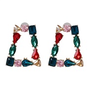 ( Color)occidental style geometry earrings fashion personality all-Purpose temperament Alloy diamond ear stud Earring