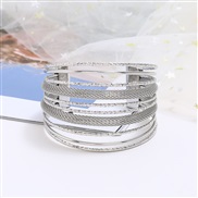 ( Silver)occidental style wind fashion atmospheric Metal pattern bangle  opening multilayer chain