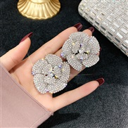 (  Silver)silver occidental style fashion exaggerating fully-jewelled rose ear stud temperament luxurious diamond earrin
