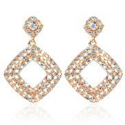 (AB)occidental style  Alloy diamond colorful diamond geometry earring  exaggerating  rhombus earrings F