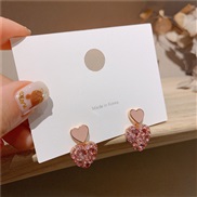 (  Pink)silver woman love color heart-shaped ear stud Korea brief earrings earring sweet Earring woman