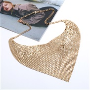 ( Gold)triangle aluminum scarves detachable collar necklace woman personality exaggerating Metal clavicle short necklace