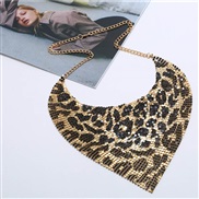 ( leopard print  Gold)triangle aluminum scarves detachable collar necklace woman personality exaggerating Metal clavicle