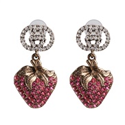 ( Pink) retro earrings occidental style long style Seiko ear stud diamond earrings woman