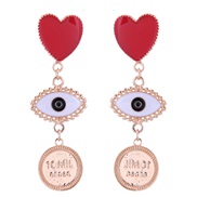 occidental style fashion  Metal color love eyes coin temperament exaggerating ear stud