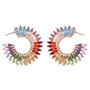 ( Color) occidental style personality exaggerating sun flower ear stud hollow retro woman earrings