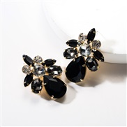 ( black)earrings exaggerating drop Acrylic diamond geometry fully-jewelled earrings woman occidental style ear stud wind
