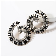 ( black)occidental style exaggerating temperament Acrylic diamond geometry fully-jewelled earrings woman fashion super e