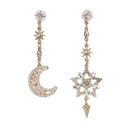 ( white)occidental style classic style star Moon earrings Korea fine diamond earring
