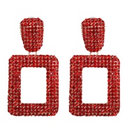 ( red)occidental style wind fashion multicolor earring geometry square exaggerating earrings ear stud