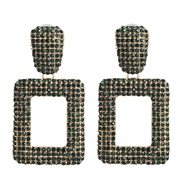 ( green)occidental style wind fashion multicolor earring geometry square exaggerating earrings ear stud