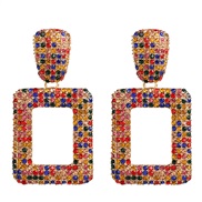 ( Color)occidental style wind fashion multicolor earring geometry square exaggerating earrings ear stud