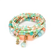 ( Mixed color)occidental style personality brief bracelet  fashion Bohemia  multilayer beads bracelet woman racelet F
