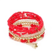( red)  occidental style Metal iffel Tower all-Purpose beads multilayer temperament bracelet woman F